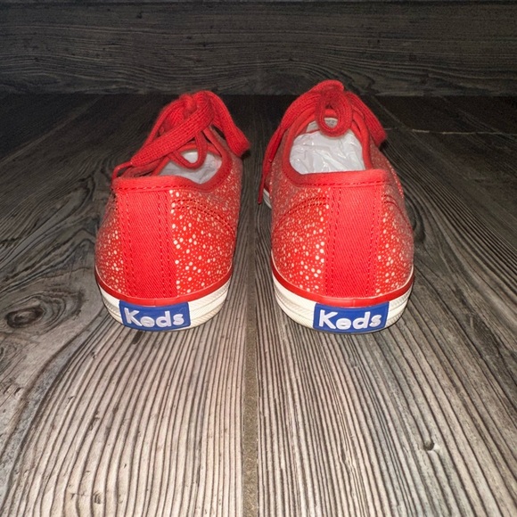 Keds Red and White Dots Sneakers Red Laces Spring Summer Red White Blue Size 7.5 - Picture 5 of 8